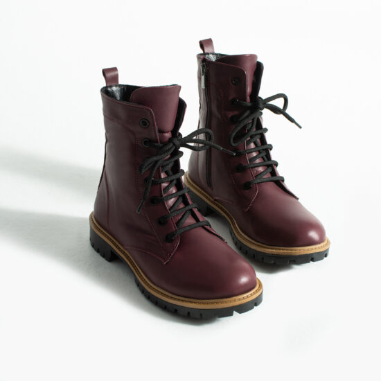 Essence Bordeaux Дамски кубинки естествена кожа с цип в цвят бордо /