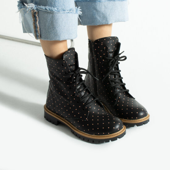 Alternative view of Дамски черни боти тип кубинки от естествена кожа