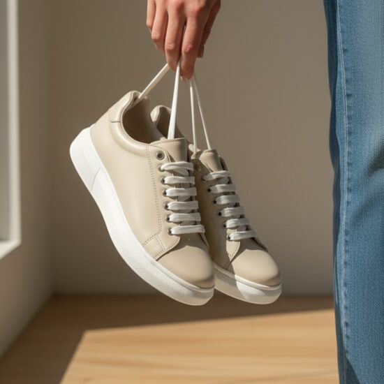 Timeless Crème Анатомични бежови дамски кецове от естествена кожа /