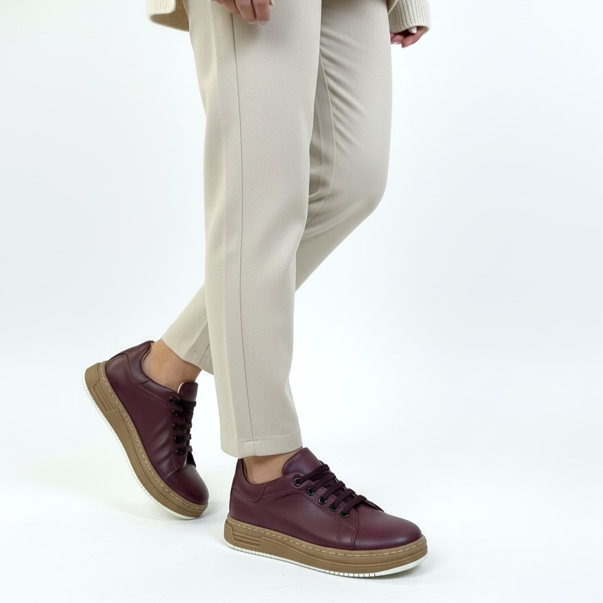 Дамски анатомични кецове от естествена кожа в цвят бордо Дамски кецове и сникърси 12 Дамски анатомични кецове от естествена кожа в цвят бордо - Image 2