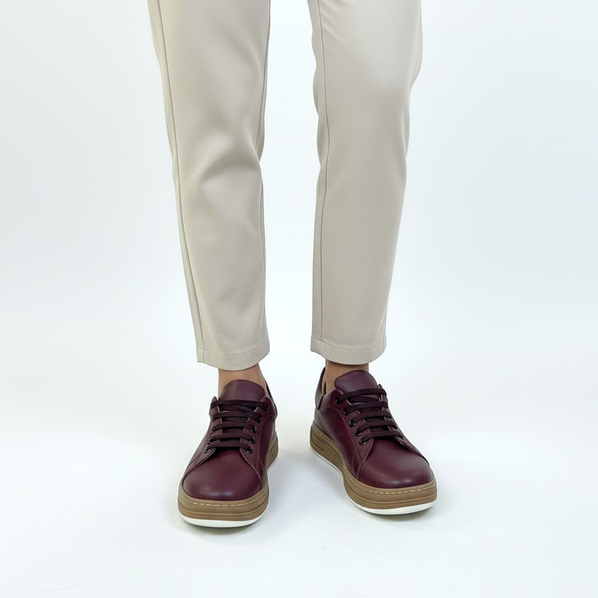 Дамски анатомични кецове от естествена кожа в цвят бордо Дамски кецове и сникърси 14 Дамски анатомични кецове от естествена кожа в цвят бордо - Image 4