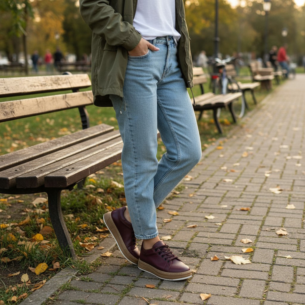 Дамски анатомични кецове от естествена кожа в цвят бордо Дамски кецове и сникърси 16 Дамски анатомични кецове от естествена кожа в цвят бордо - Image 6