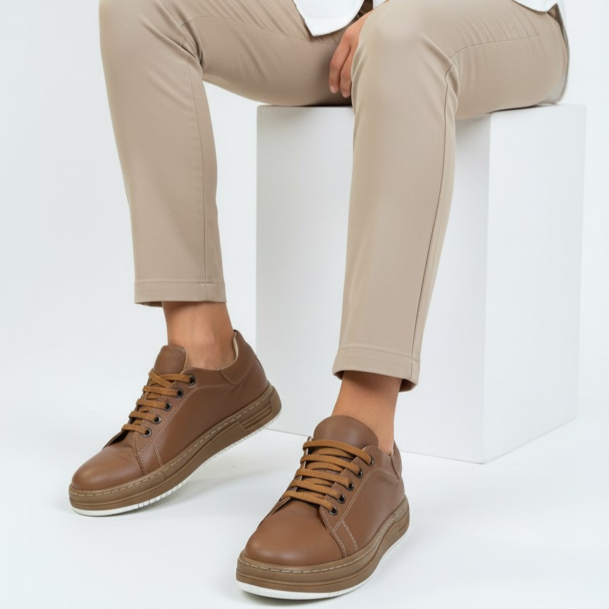 Дамски кафяви анатомични кецове от естествена кожа Дамски кецове и сникърси 12 Дамски кафяви анатомични кецове от естествена кожа - Image 2