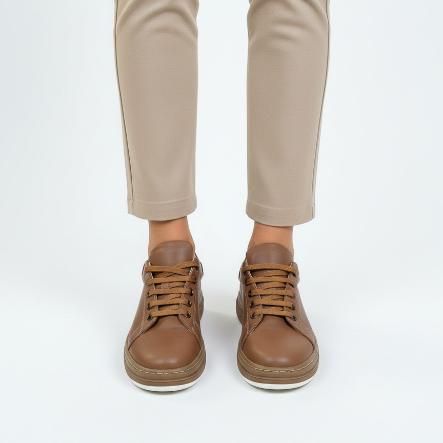 Дамски кафяви анатомични кецове от естествена кожа Дамски кецове и сникърси 14 Дамски кафяви анатомични кецове от естествена кожа - Image 4