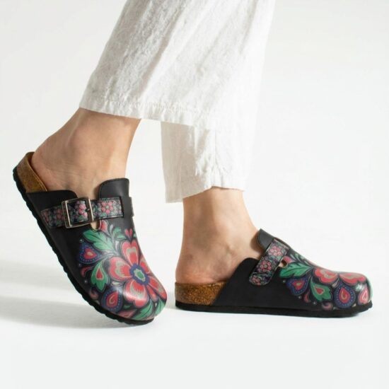 Дамски ортопедични чехли с цветен дизайн /