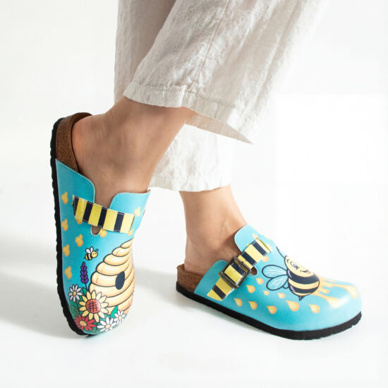 Дамски ортопедични чехли с цветен дизайн /