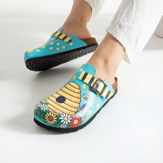 Дамски ортопедични чехли с цветен дизайн /