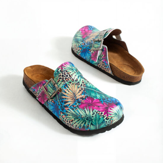 Дамски ортопедични чехли с цветен дизайн /