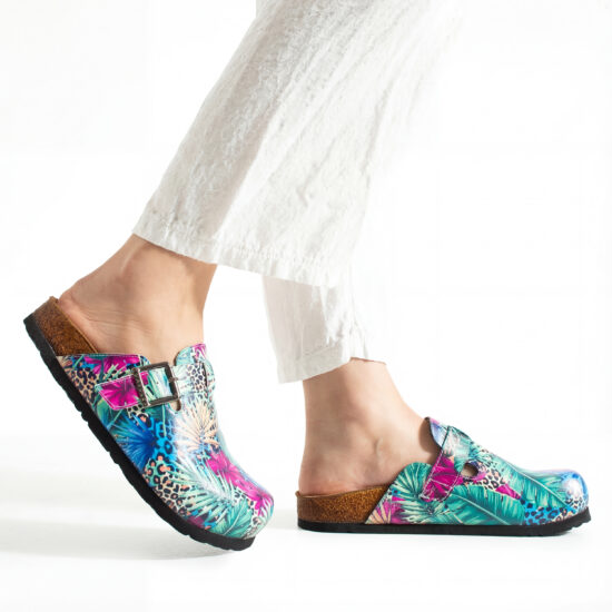 Дамски ортопедични чехли с цветен дизайн /