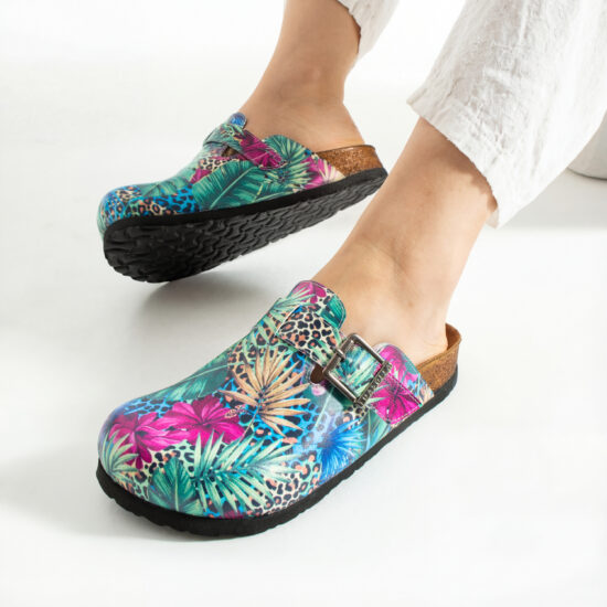 Дамски ортопедични чехли с цветен дизайн /