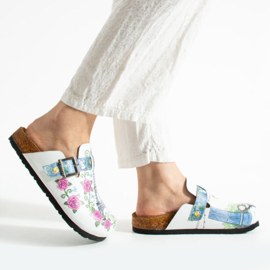 Дамски ортопедични чехли с цветен дизайн /