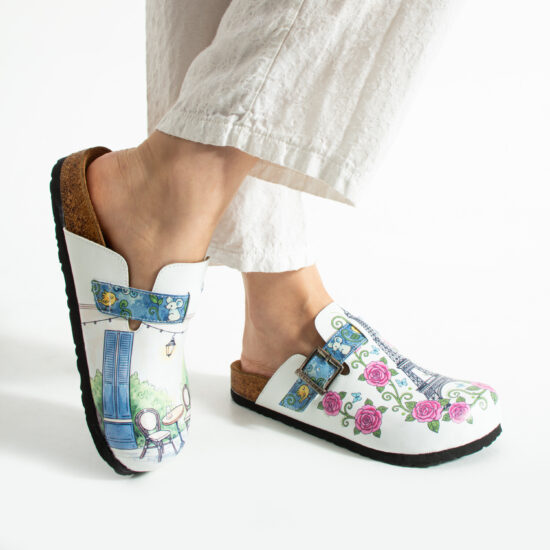 Дамски ортопедични чехли с цветен дизайн /