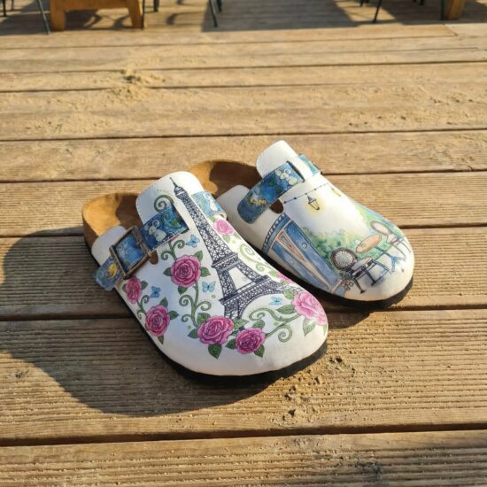 Дамски ортопедични чехли с цветен дизайн /