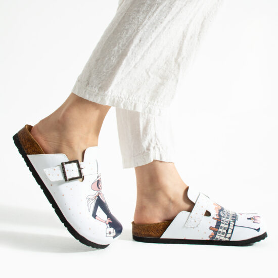 Дамски ортопедични чехли с цветен дизайн /