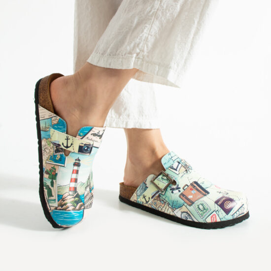 Дамски ортопедични чехли с цветен дизайн /