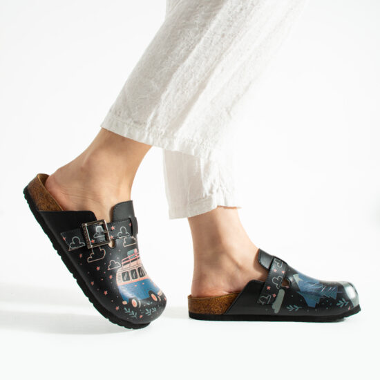 Дамски ортопедични чехли с цветен дизайн /