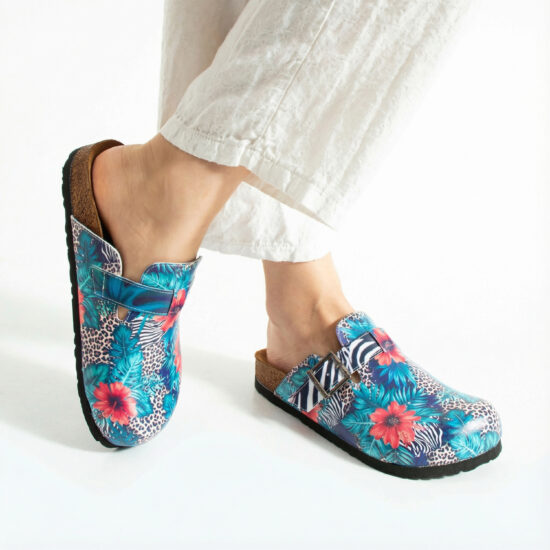 Дамски ортопедични чехли с цветен дизайн /