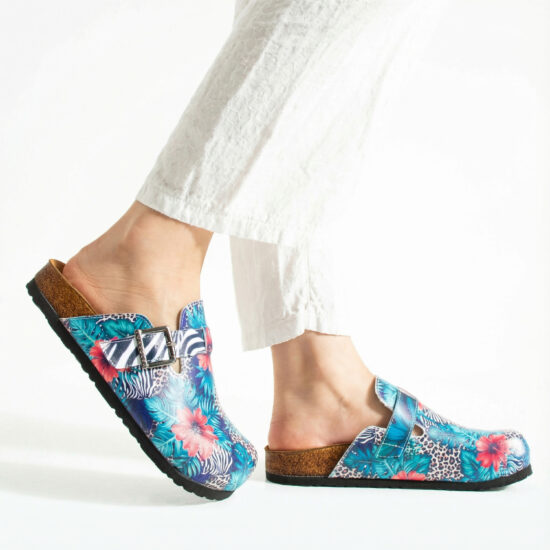 Дамски ортопедични чехли с цветен дизайн /