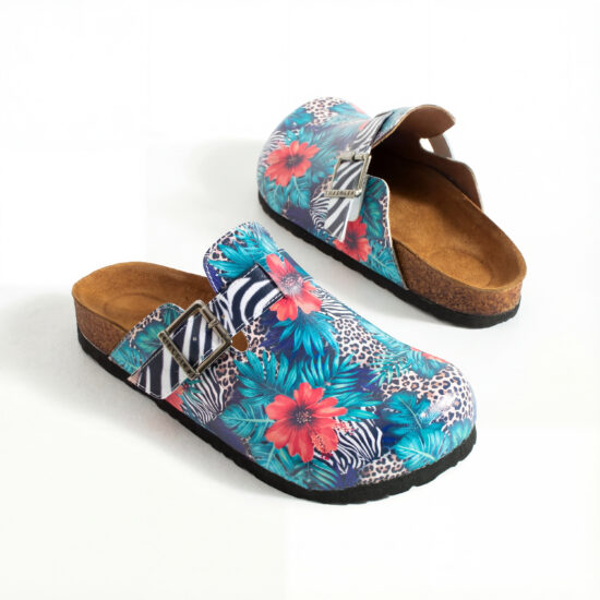 Дамски ортопедични чехли с цветен дизайн /