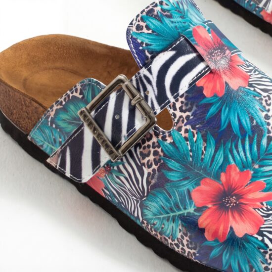 Дамски ортопедични чехли с цветен дизайн /