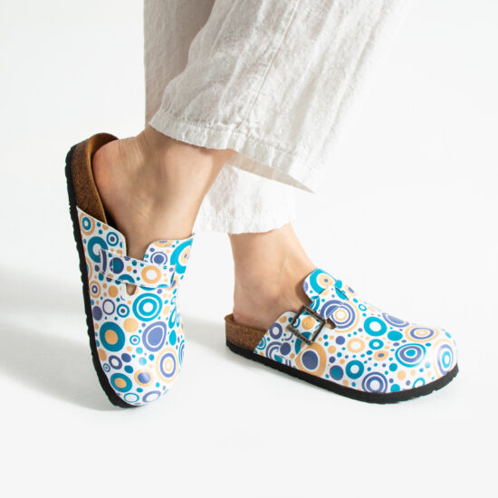 Дамски ортопедични чехли с цветен дизайн /