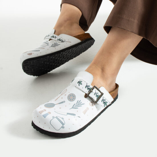 Fresh Mood White Работни дамски ортопедични чехли за кухня /