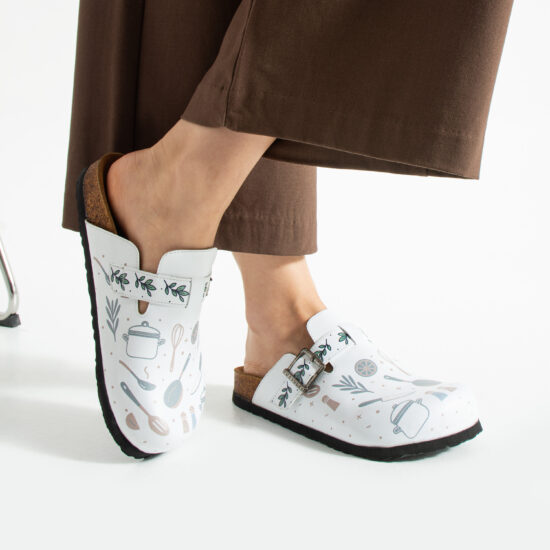 Fresh Mood White Работни дамски ортопедични чехли за кухня /
