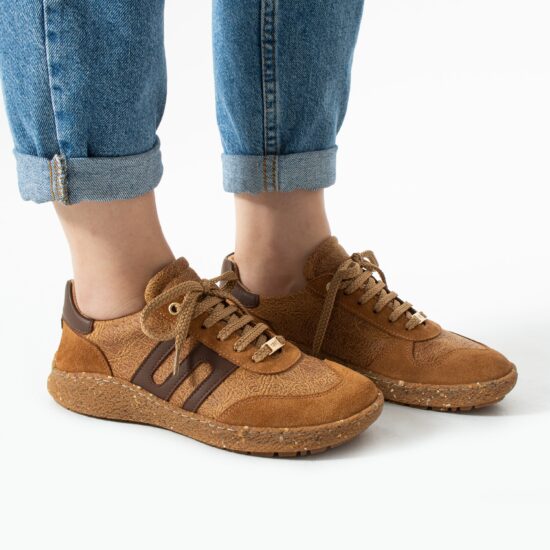 Дамски боси обувки с широка предна част - Caramel