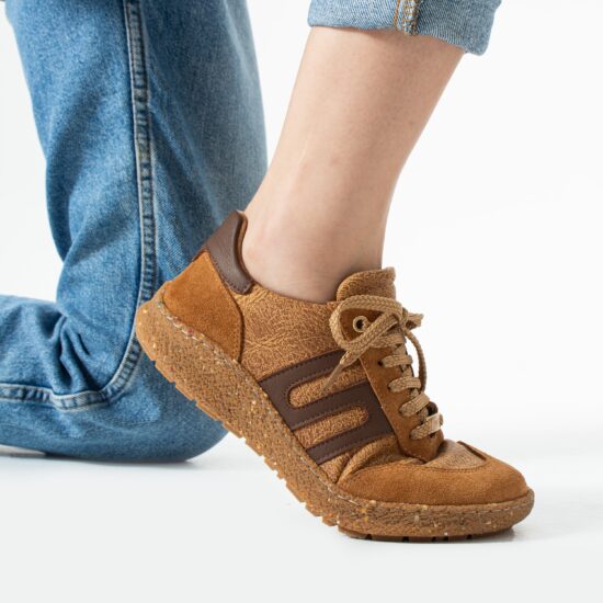 Дамски боси обувки с широка предна част - Caramel /