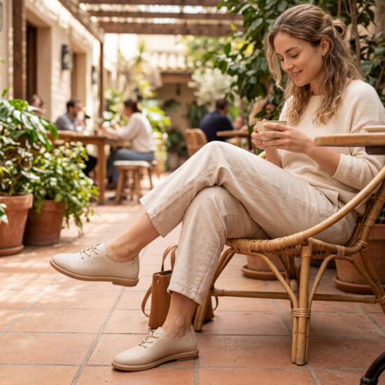 Дамски обувки с мемори пяна от естествена кожа – бежови Ежедневни обувки Дамски обувки с мемори пяна от естествена кожа - бежови - Бежов