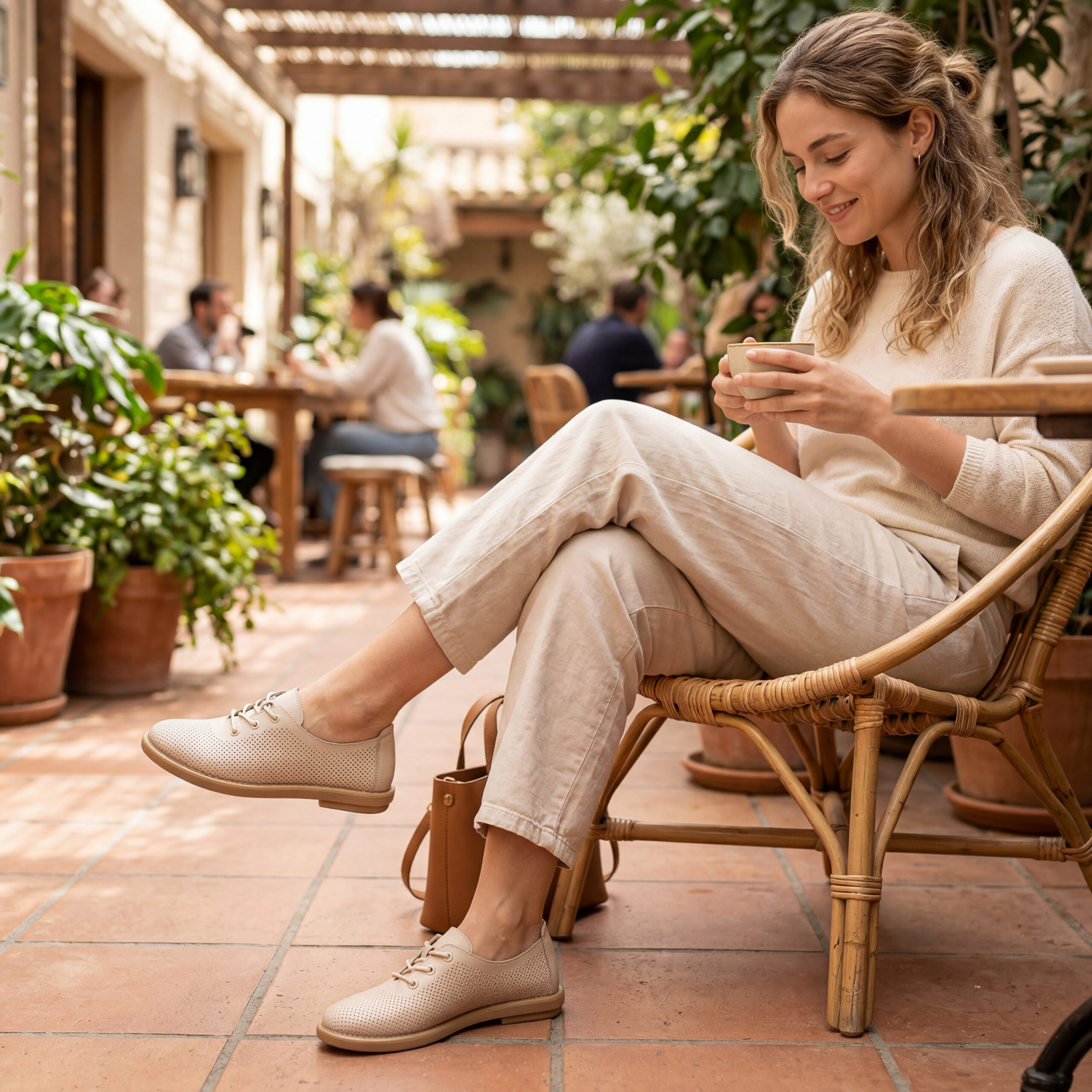 Дамски обувки с мемори пяна от естествена кожа – бежови Ежедневни обувки 12 Дамски обувки с мемори пяна от естествена кожа - бежови - Бежов
