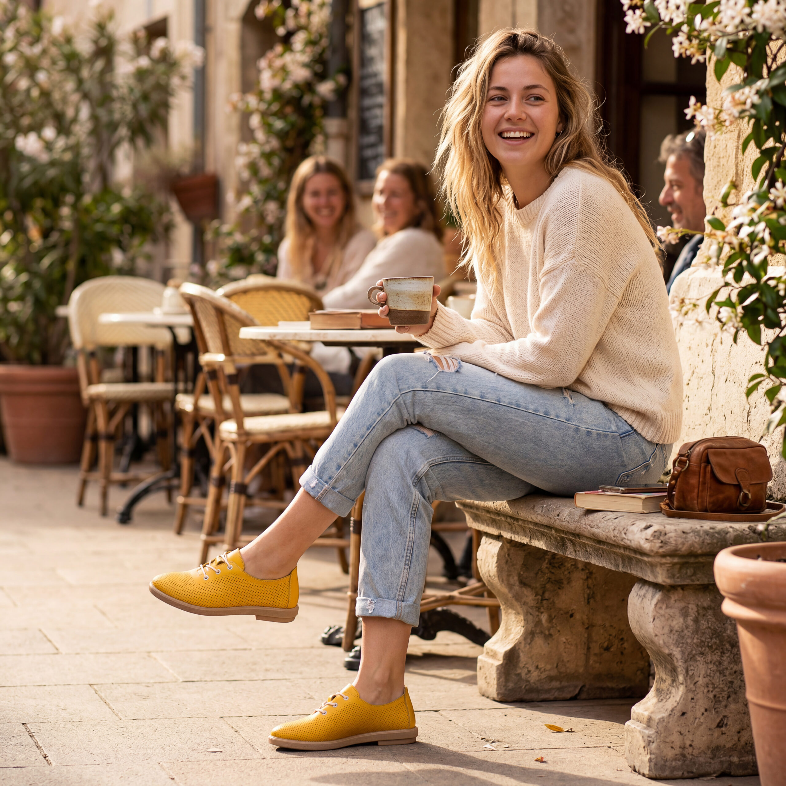 Дамски обувки с мемори пяна от естествена кожа – жълти Ежедневни обувки 12 Дамски обувки с мемори пяна от естествена кожа - жълти - Жълт