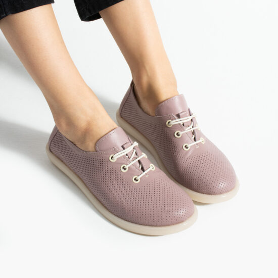 Дамски обувки с мемори пяна от естествена кожа - розови