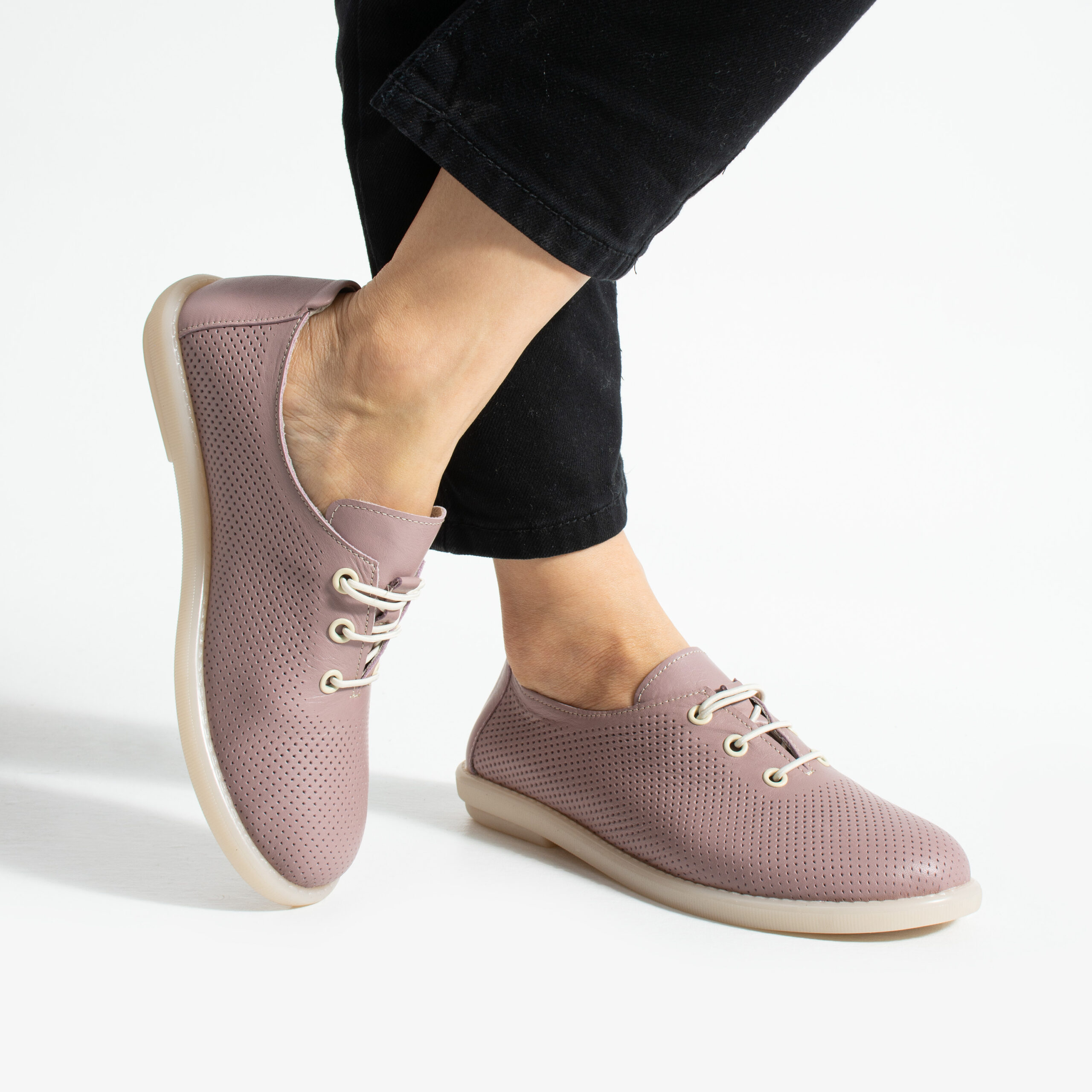 Дамски обувки с мемори пяна от естествена кожа – розови Ежедневни обувки 13 Дамски TS Memory Lite от Естествена кожа