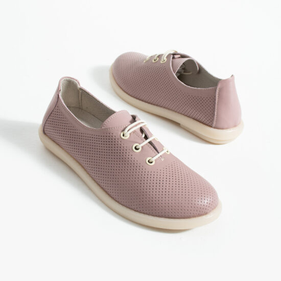 TS Memory Lite Дамски обувки с мемори пяна от естествена кожа - розови - поглед отстрани