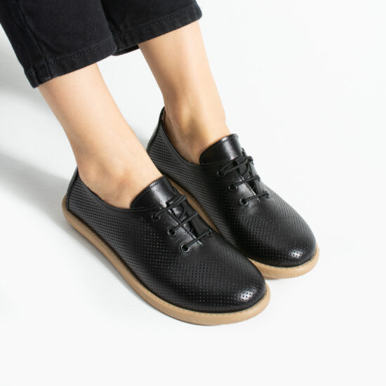 Дамски обувки с мемори пяна от естествена кожа - черни