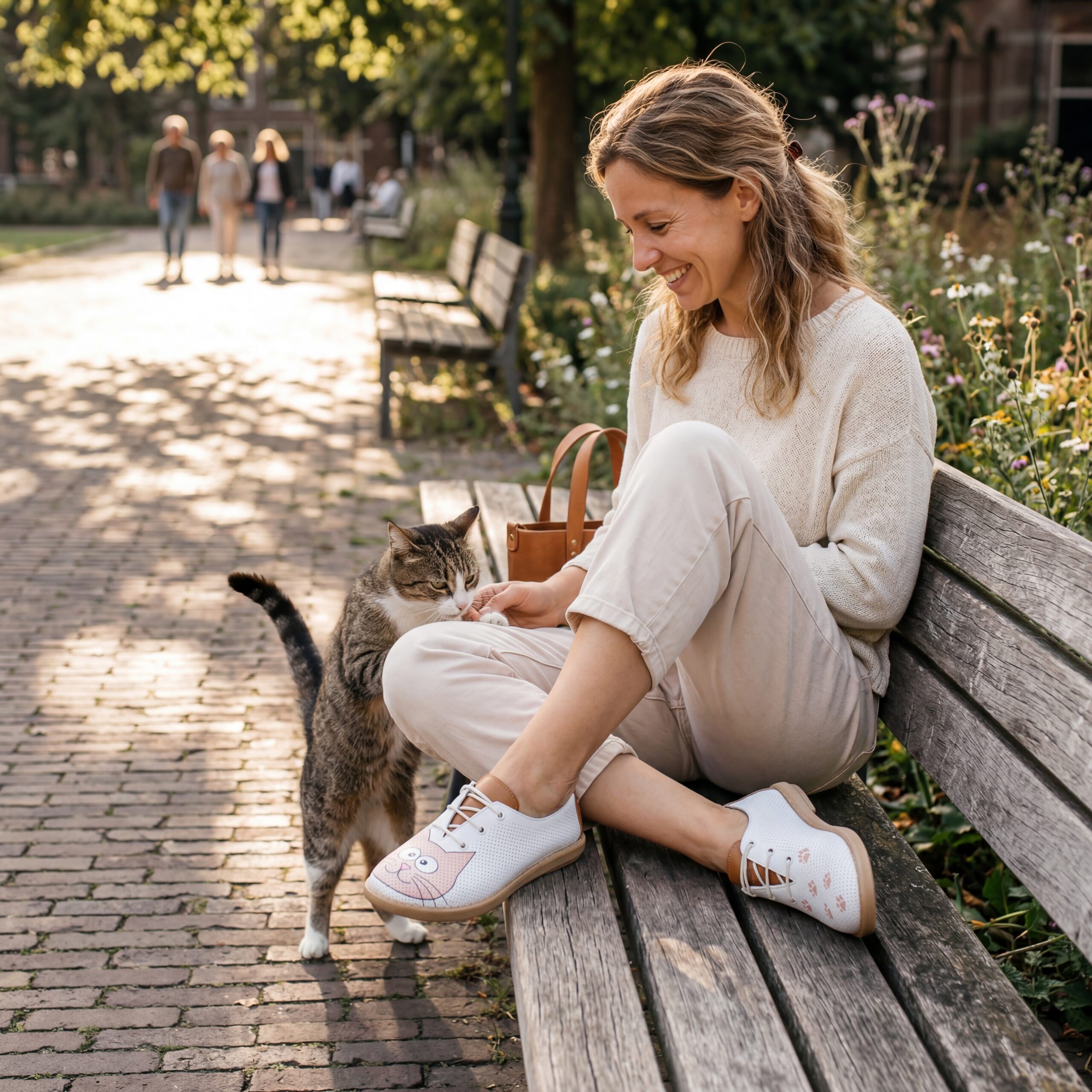 Дамски обувки с мемори пяна от естествена кожа с котешки принт Ежедневни обувки 12 Дамски обувки с мемори пяна от естествена кожа с котешки принт - Бял Розов