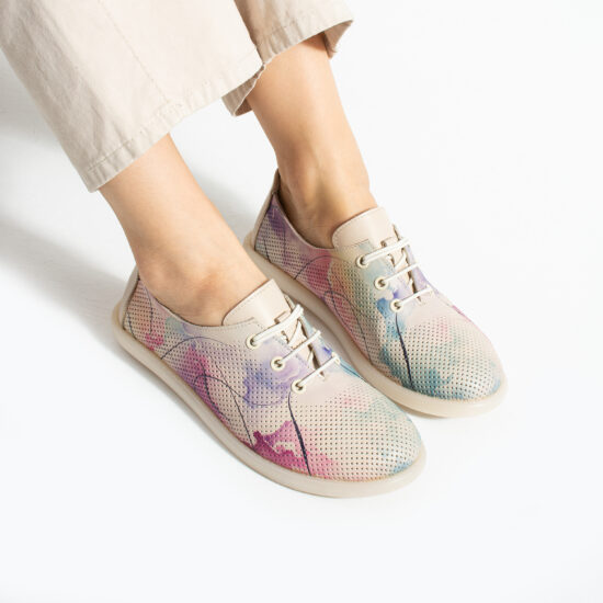 Дамски обувки с мемори пяна от естествена кожа - цветни