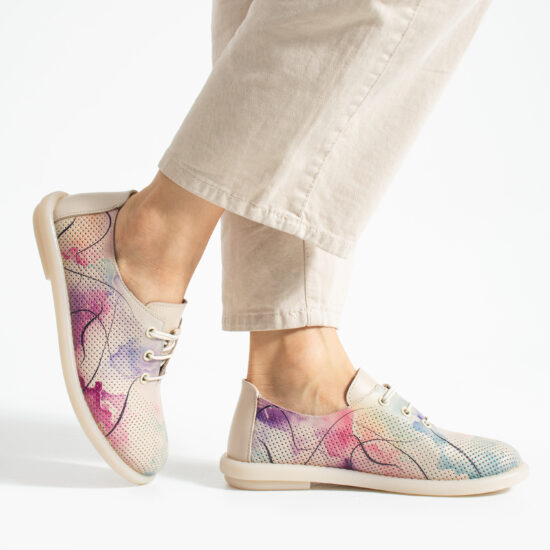 Дамски обувки с мемори пяна от естествена кожа - цветни - Естествена кожа