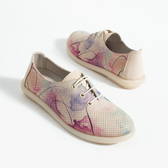 Дамски обувки с мемори пяна от естествена кожа - цветни - поглед отстрани