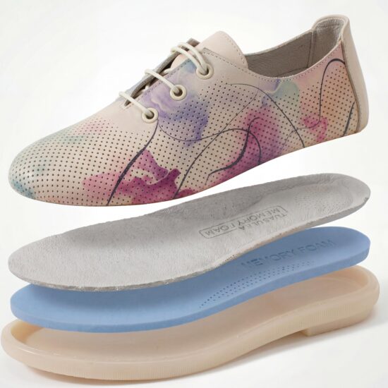 Дамски обувки с мемори пяна от естествена кожа - цветни - поглед отгоре