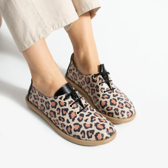 Дамски обувки с мемори пяна от естествена кожа с леопардов принт