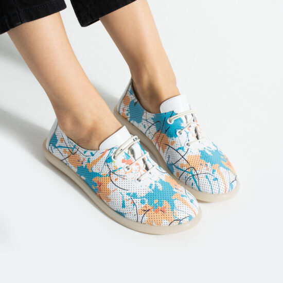 Дамски обувки с мемори пяна от естествена кожа - цветни