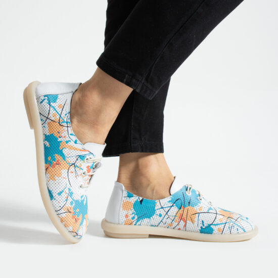 Дамски обувки с мемори пяна от естествена кожа - цветни - Естествена кожа