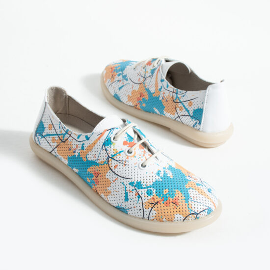 Дамски обувки с мемори пяна от естествена кожа - цветни - поглед отстрани