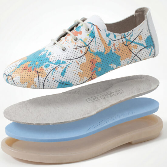 Дамски обувки с мемори пяна от естествена кожа - цветни - поглед отгоре