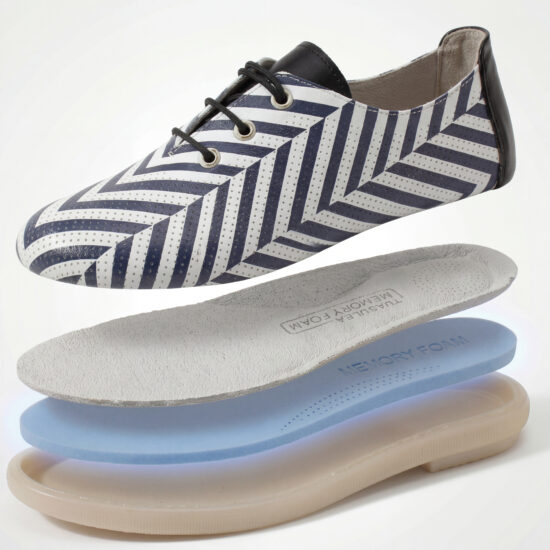 Дамски обувки с мемори пяна от естествена кожа с геометричен принт - детайл