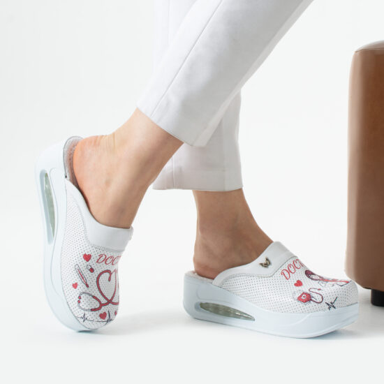 Анатомични медицински чехли на платформа от естествена кожа - принт Doctor — 3