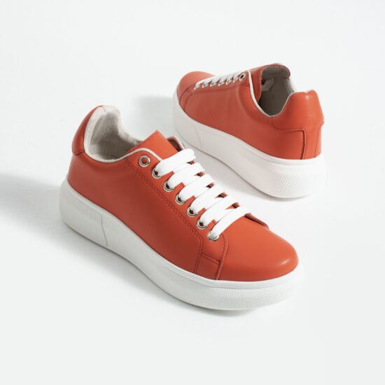 Анатомични оранжеви дамски кецове от естествена кожа