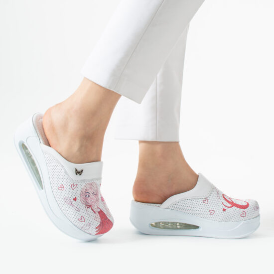 Анатомични работни чехли на платформа от естествена кожа - Chef — 2